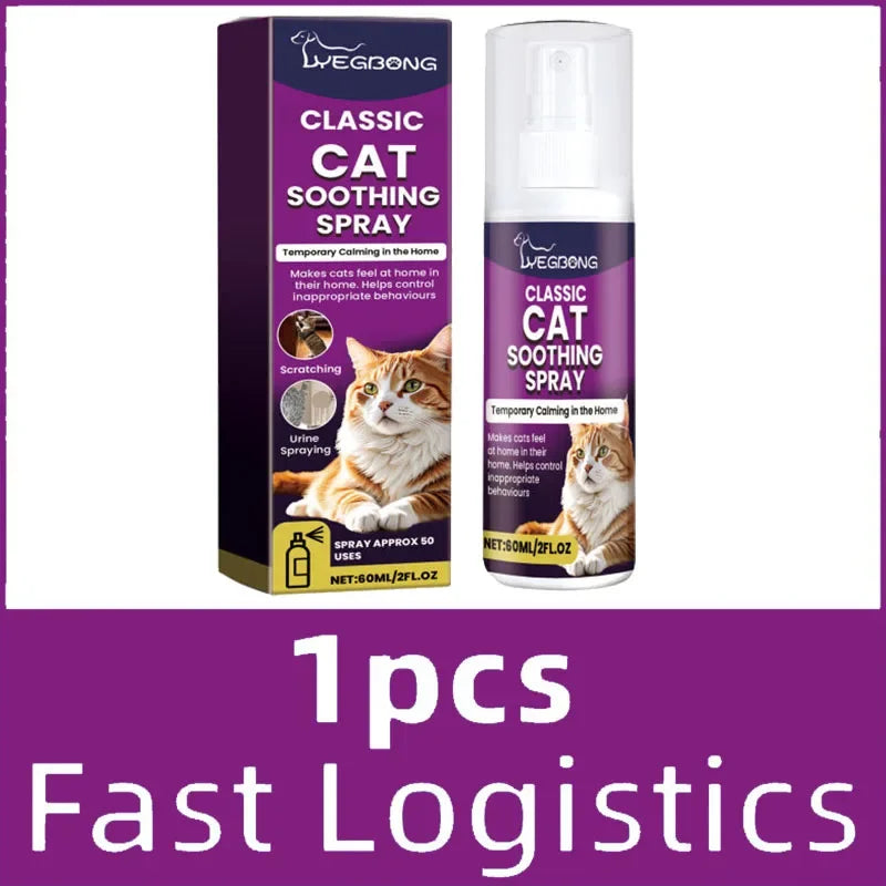 Cat Stress Relief Spray Calming Solution Scratch Prevention Natural Plant-Based Acts Quickly Cat Calming Spray For