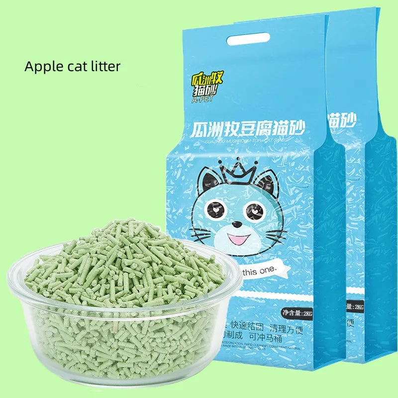 6L Natural Plant Tofu Cat Litter Quickly Clumps And Deodorizes Green Tea Fresh Tofu Corn Mixed Kitty Litter Dust-free Tofu Sand