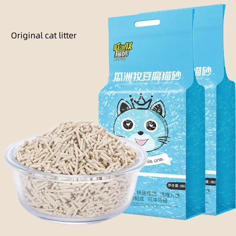 6L Natural Plant Tofu Cat Litter Quickly Clumps And Deodorizes Green Tea Fresh Tofu Corn Mixed Kitty Litter Dust-free Tofu Sand
