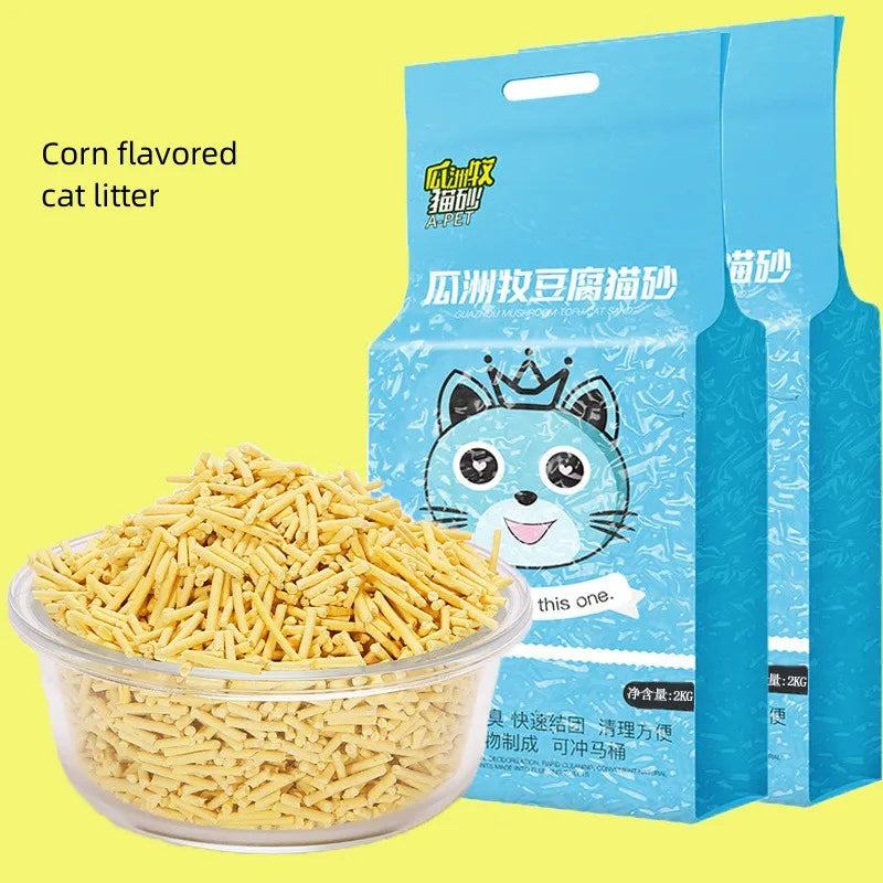 6L Natural Plant Tofu Cat Litter Quickly Clumps And Deodorizes Green Tea Fresh Tofu Corn Mixed Kitty Litter Dust-free Tofu Sand