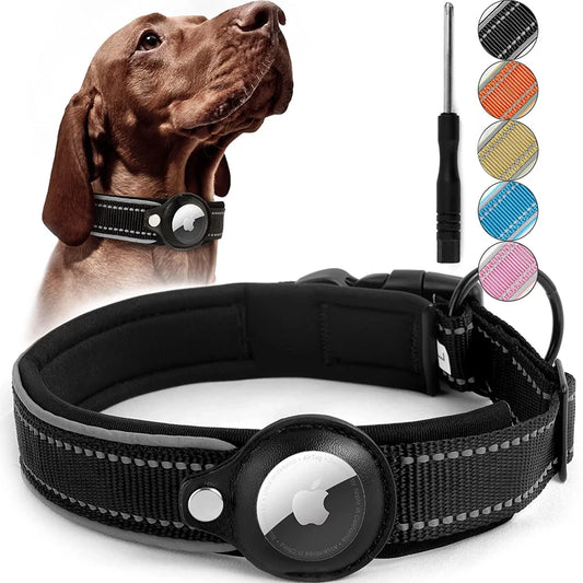 AirTag Pet Collar for Large Medium Dogs, Dog Collar with Airtags Holder Protection,Reflective Dog Collars with Neoprene Padding