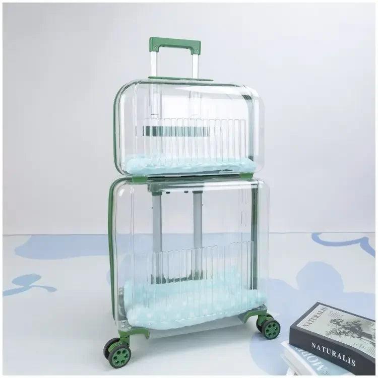 Cat Trolley Suitcase Portable Transportation Cats Bags Large Capacity Transparent Travel Products Pet Supplies Accessories
