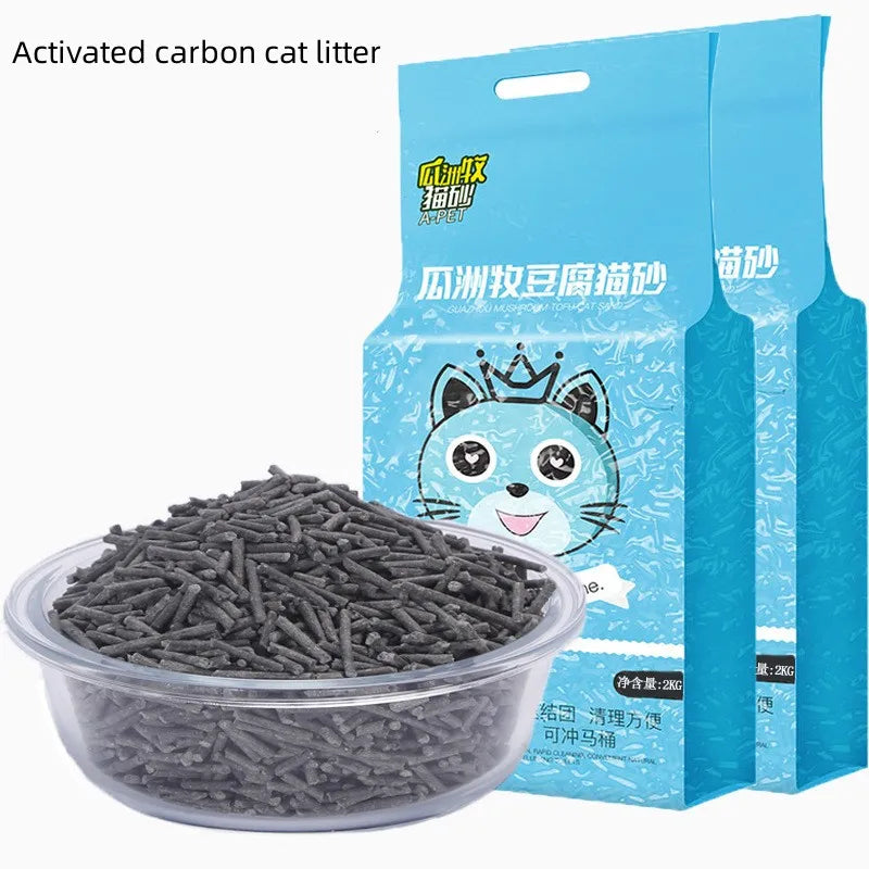 6L Natural Plant Tofu Cat Litter Quickly Clumps And Deodorizes Green Tea Fresh Tofu Corn Mixed Kitty Litter Dust-free Tofu Sand