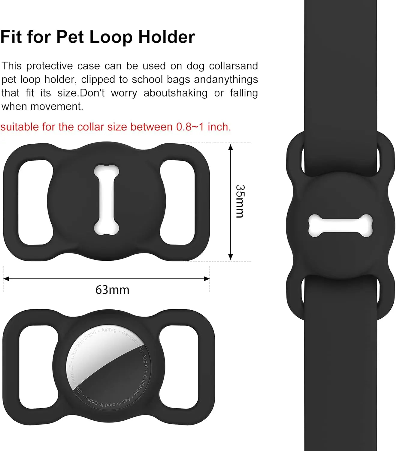 Airtag Dog Collar Holder: Silicone Air Tag Holder for Pet Dogs Cats Collar, Sturdy Dog Tracker Protective Case,Pet Accessories