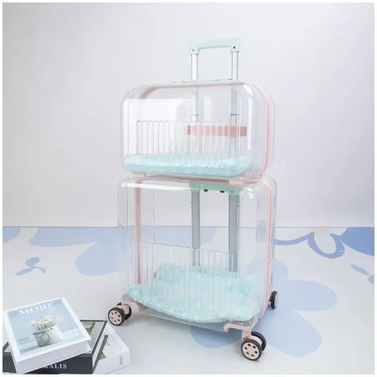Cat Trolley Suitcase Portable Transportation Cats Bags Large Capacity Transparent Travel Products Pet Supplies Accessories