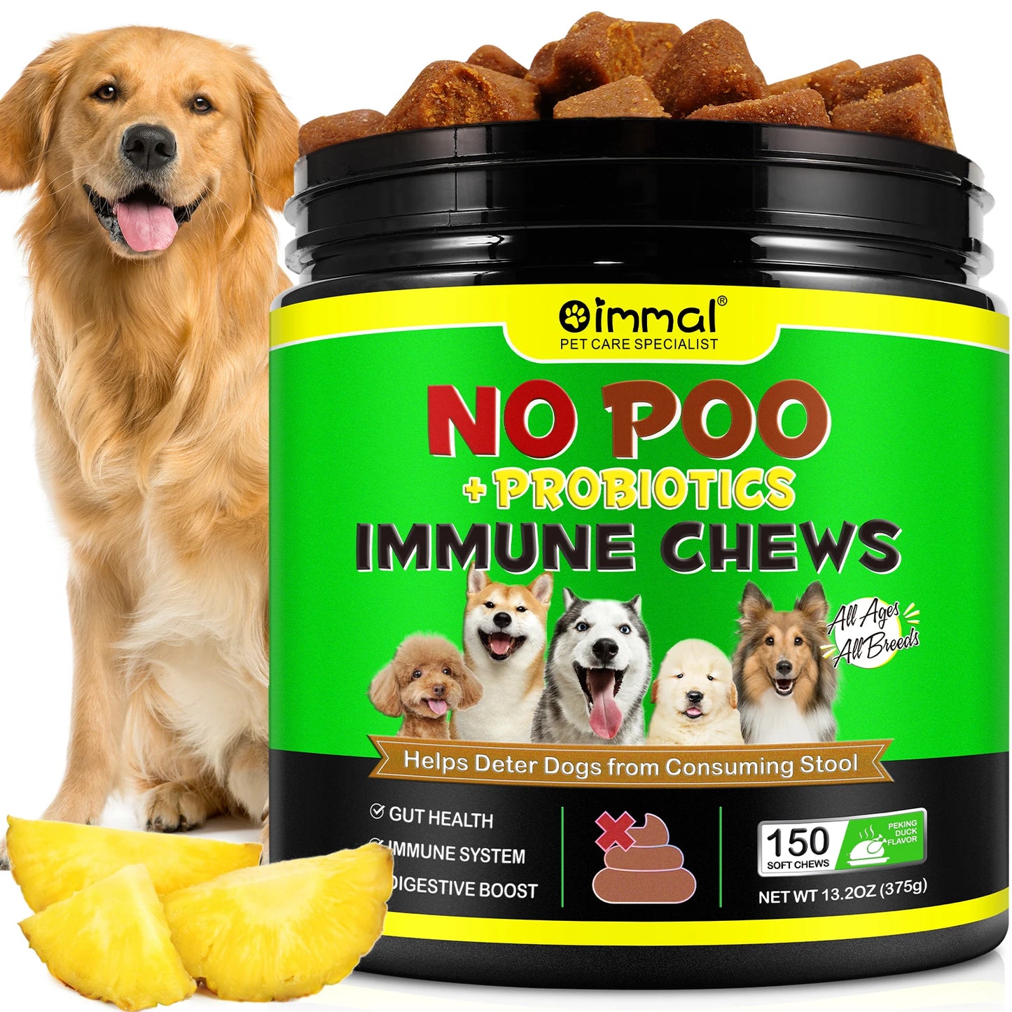 No Poo Chews 150 pcs Coprophagia Stool Eating Deterrent Prevent and Stop Eating Poop for Dogs Probiotics & Enzymes for All Dogs