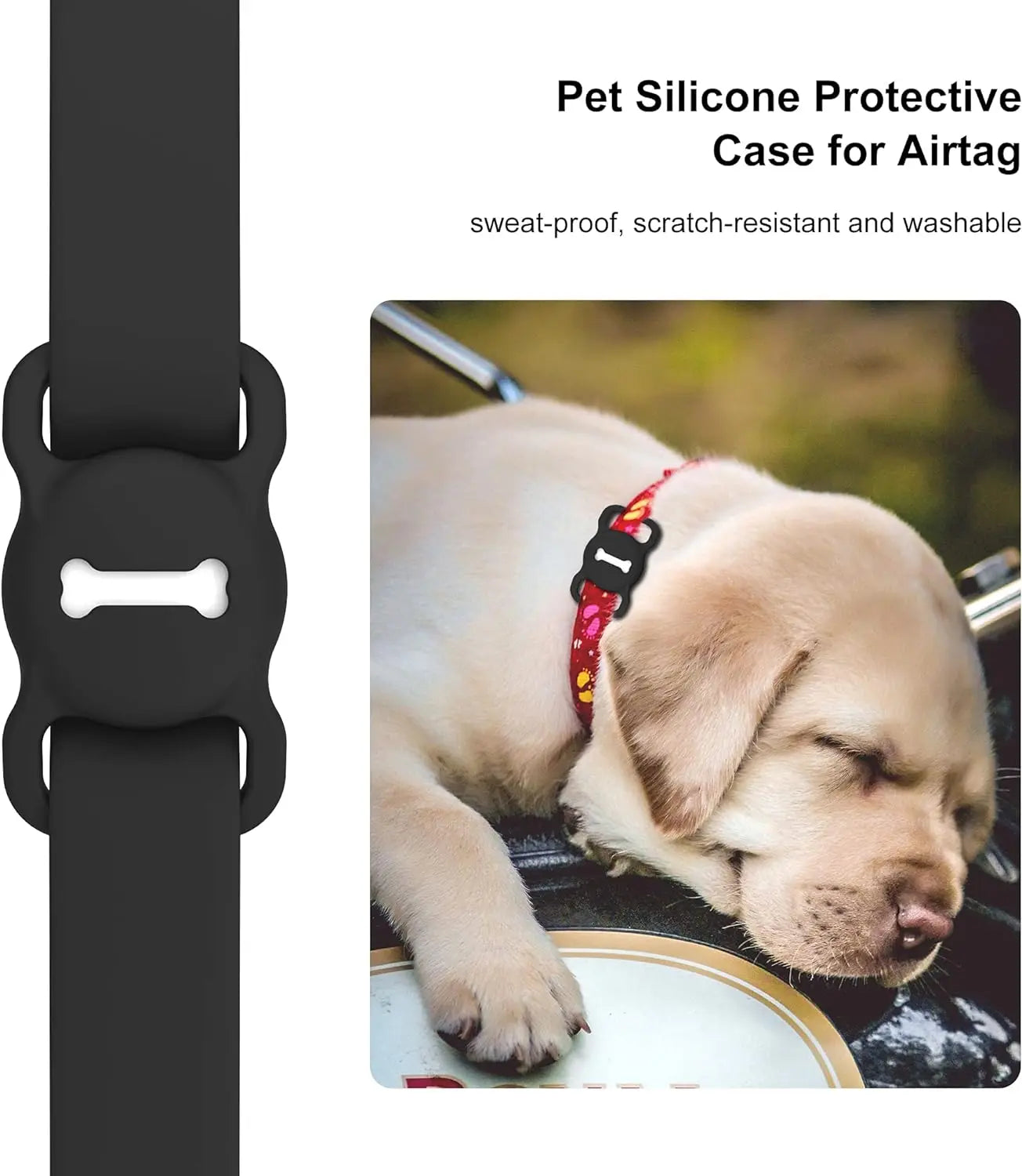 Airtag Dog Collar Holder: Silicone Air Tag Holder for Pet Dogs Cats Collar, Sturdy Dog Tracker Protective Case,Pet Accessories