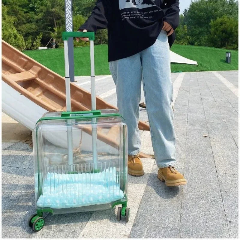 Cat Trolley Suitcase Portable Transportation Cats Bags Large Capacity Transparent Travel Products Pet Supplies Accessories