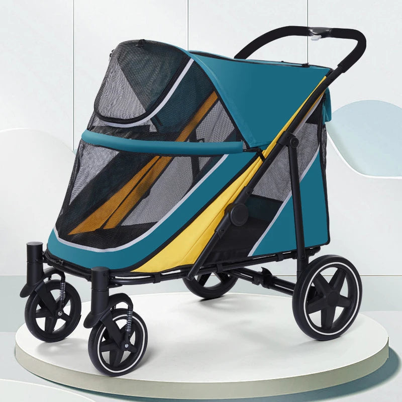 Cart Large Space Load-bearing 60KG Pet Travel Dog Stroller Lightweight Llightweight Folding Stroller For Pet Dog Pull Hello Baby