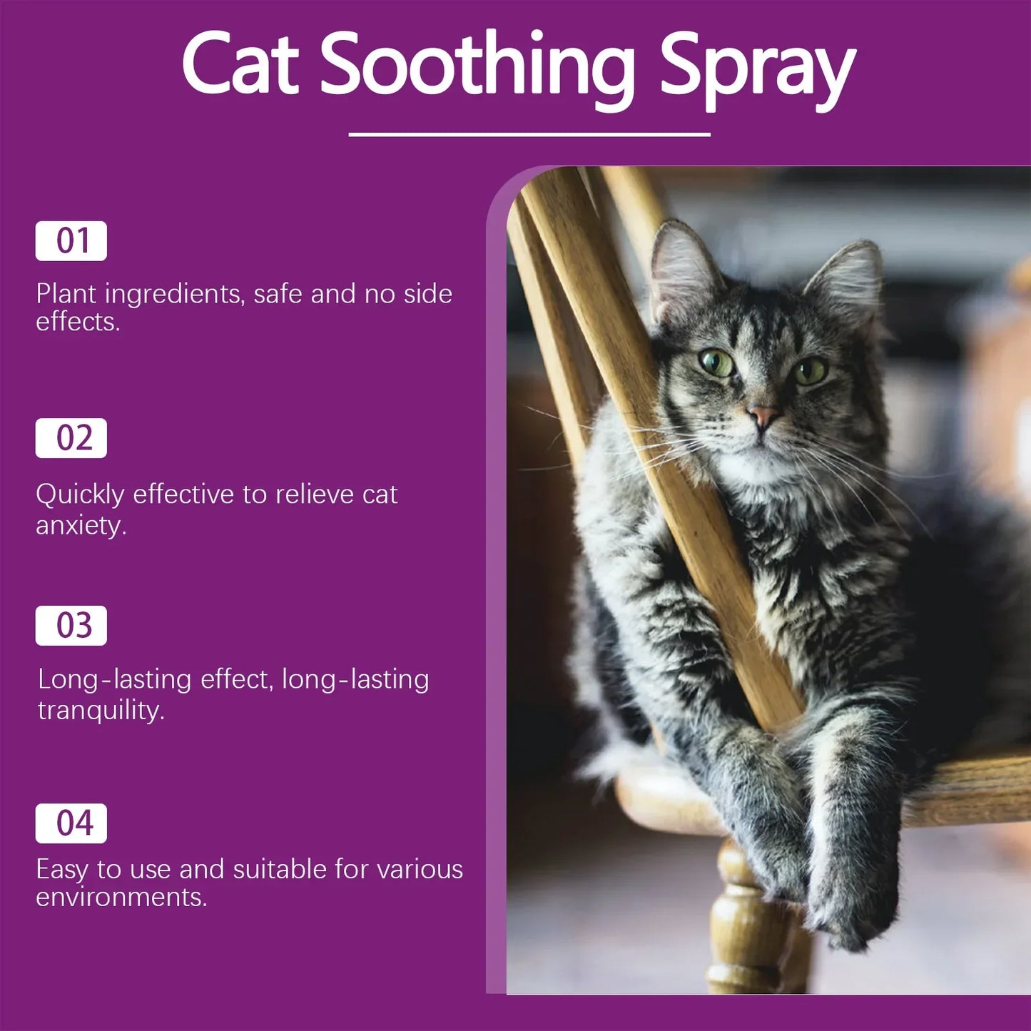 Cat Stress Relief Spray  Calming Solution Scratch Prevention Natural Plant-Based Acts Quickly Cat Calming Spray For