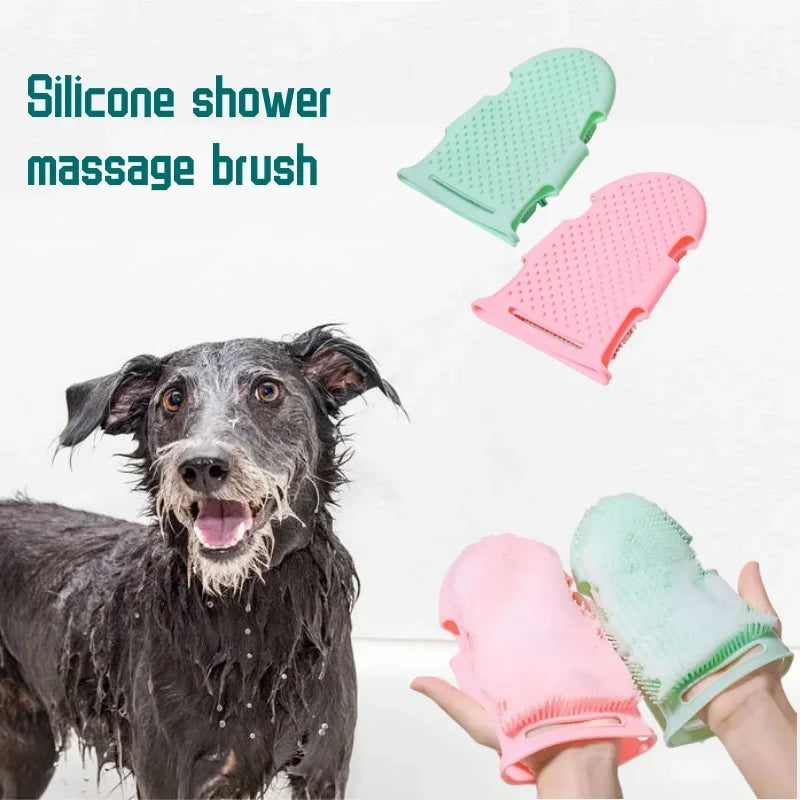 Bathroom Pet Dog Cat Puppy Bathing Brush Soft Silicone Massager Gloves Shower Gel Clean Tools Comb Cleaning Grooming Supplies